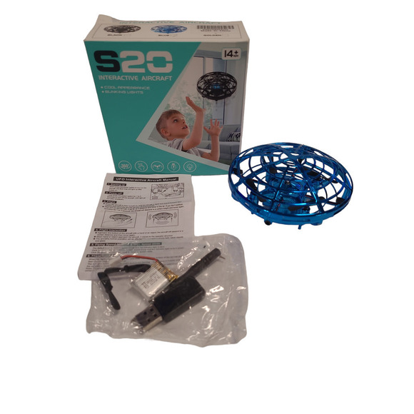 Interactive Flying Drone Aircraft Toy Ages 14+ Metallic Blue SCO Blinking Lights - Picture 1 of 9